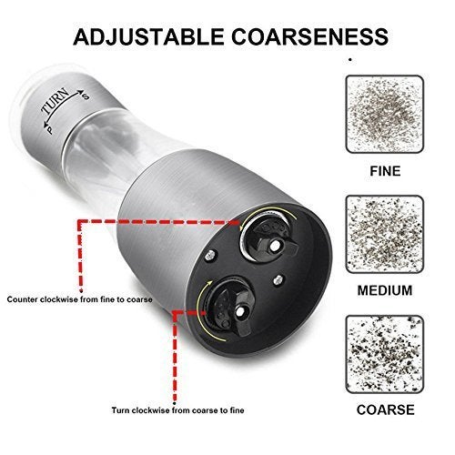 Lwvax 2 in 1 Salt and Pepper Grinder Premium Stainless Steel Salt and Pepper Mill with Adjustable Coarseness Salt Grinder and Pepper Shaker Mill - Image 2