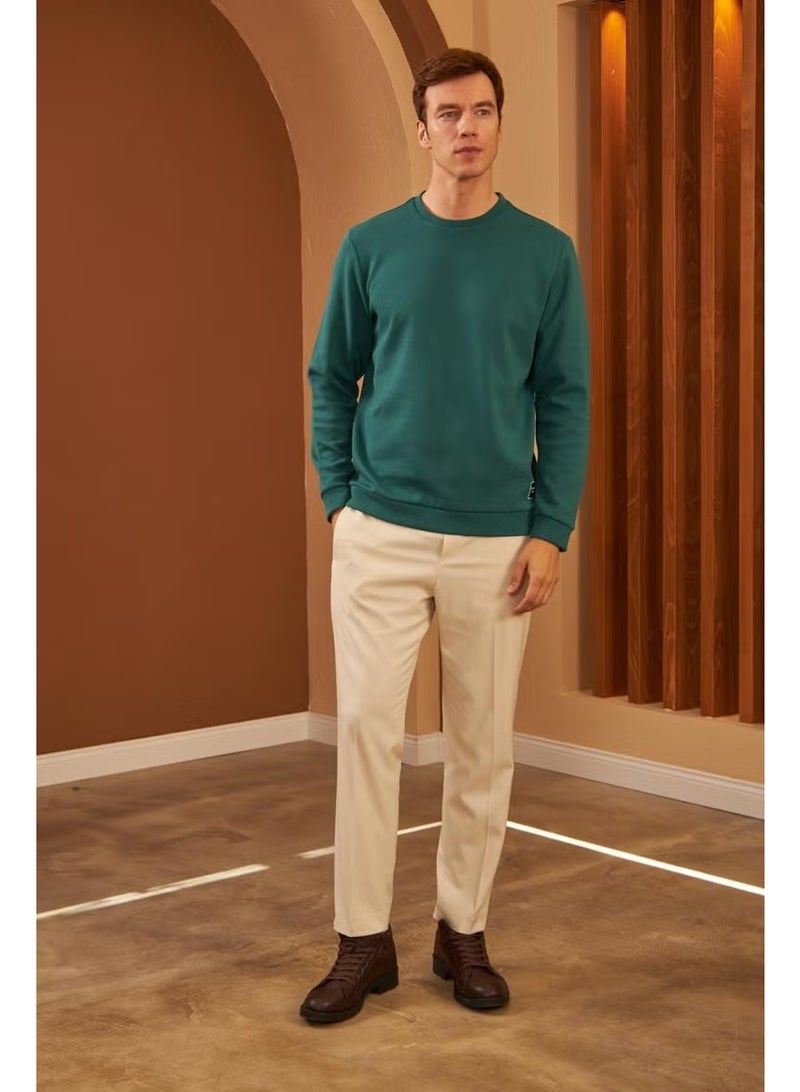 Odelon Men's Comfort Fit Basic Plain Sweatshirt Petrol MARS26 - Image 2