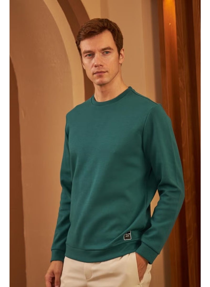 Odelon Men's Comfort Fit Basic Plain Sweatshirt Petrol MARS26 - Image 4