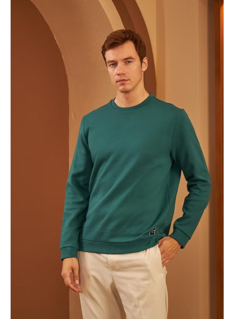 Odelon Men's Comfort Fit Basic Plain Sweatshirt Petrol MARS26 - Image 3