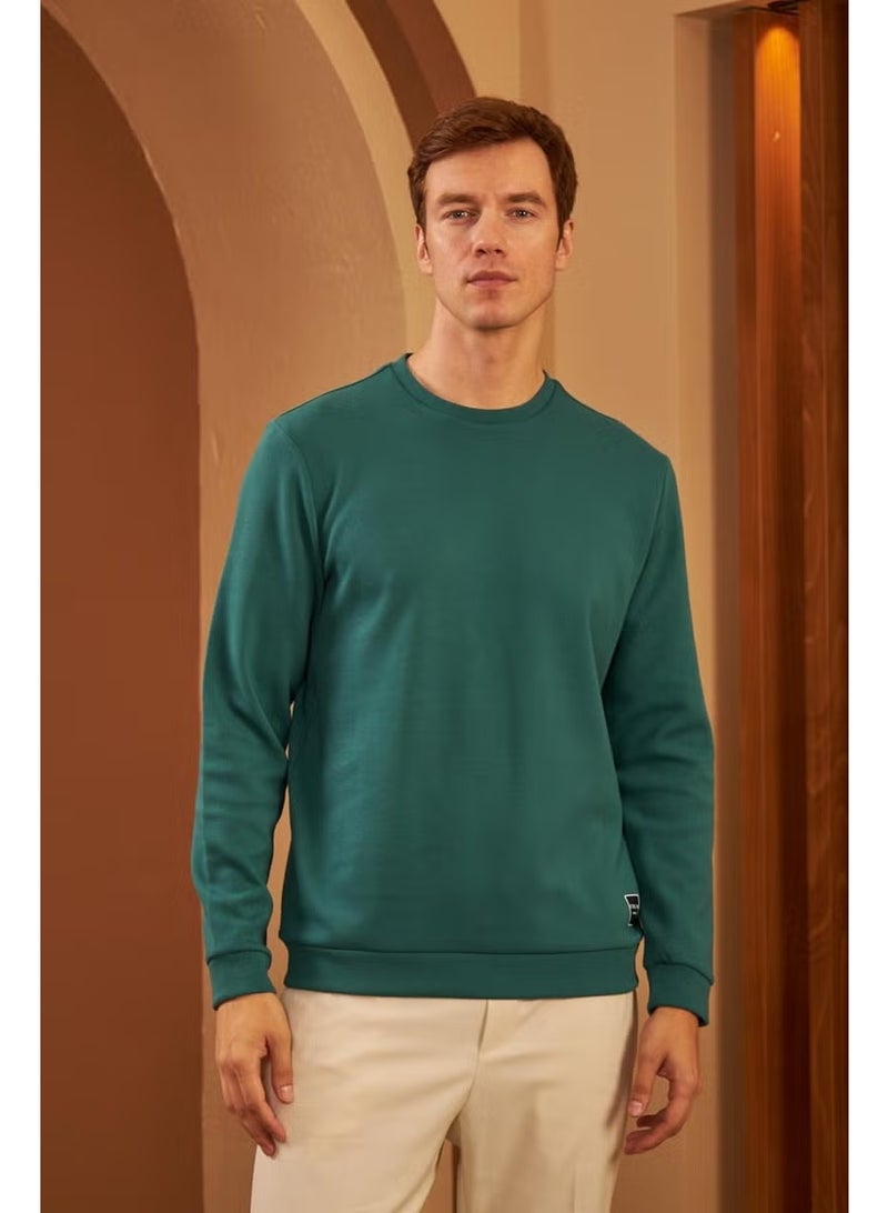 Odelon Men's Comfort Fit Basic Plain Sweatshirt Petrol MARS26 - Image 1