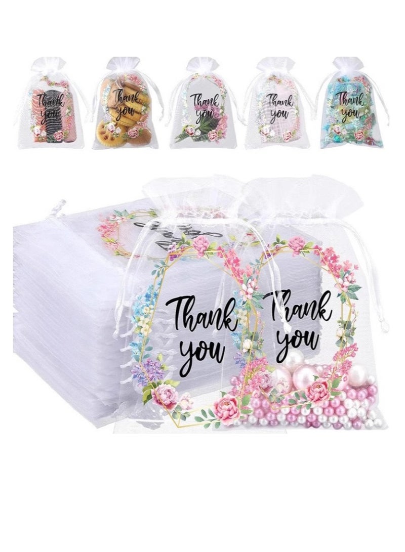 OASIS-TH 30 Pcs Thank You Gift Bags Sheer Organza Gift Candy Bags For Party Favors,Weddings Birthday Special Occasions Size: 10x15CM - Image 1