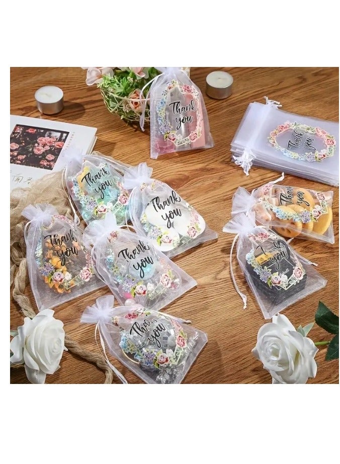 OASIS-TH 30 Pcs Thank You Gift Bags Sheer Organza Gift Candy Bags For Party Favors,Weddings Birthday Special Occasions Size: 10x15CM - Image 2