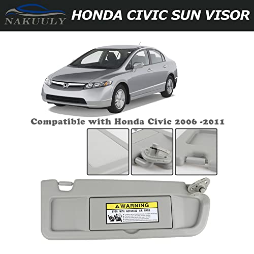 Nakuuly Left Driver and Right Passenger Side Sun Visor Gray Compatible with Honda Civic 2006 2007 2008 2009 2010 2011 Replaces # 83280-SNA-A01ZC 83230-SNA-A01ZC - Image 3