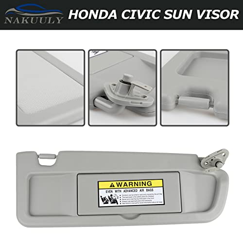 Nakuuly Left Driver and Right Passenger Side Sun Visor Gray Compatible with Honda Civic 2006 2007 2008 2009 2010 2011 Replaces # 83280-SNA-A01ZC 83230-SNA-A01ZC - Image 5