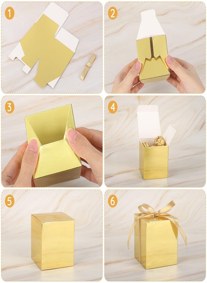 EUSOAR Small Gift Boxes with Lids, 30pcs 3x3x3 Inches Gold Boxes Small Treat Box with Ribbons, Cube Candy Box Mini Muffins Macaron Container for Wedding Birthday Party Advent Calendar DIY Supplies - Image 4