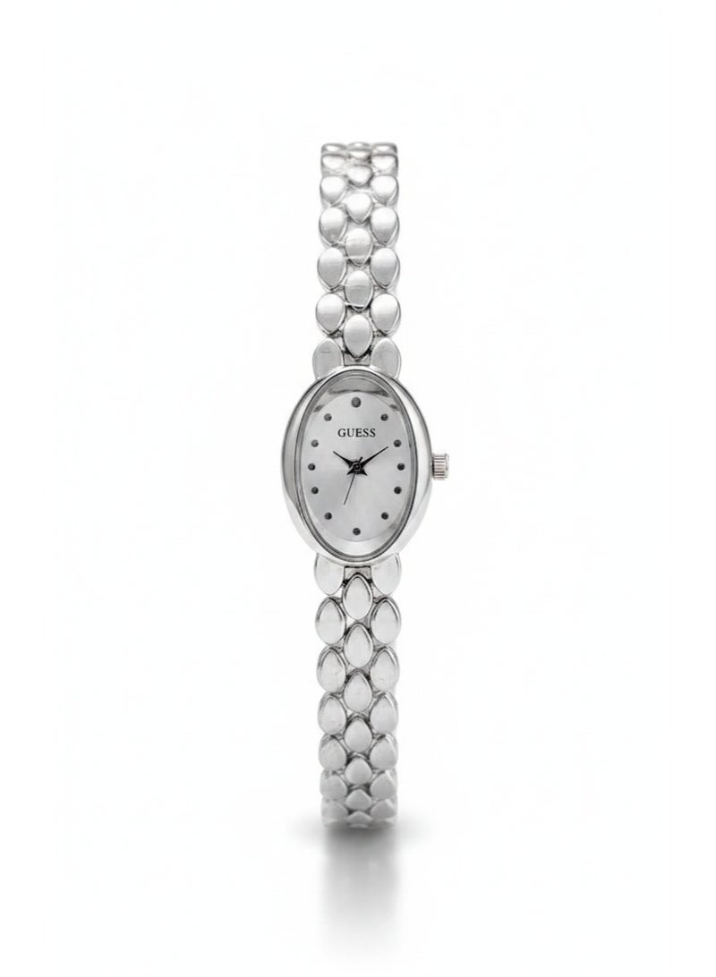 Guess Women's Silver Analog Watch – Stainless Steel Bracelet Watch with Elegant Oval Dial - Image 1