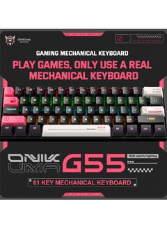 onikuma G55 Mechanical Gaming Keyboard,61 Keys Ultral Compact Wired Keyboard with RGB Backlit,Easy to Carry on Business Trip,for PC/Mac Gamer  - Image 4