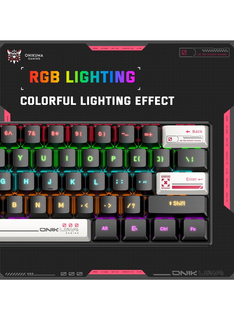 onikuma - G55 Mechanical Gaming Keyboard,61 Keys Ultral Compact Wired Keyboard with RGB Backlit,Easy to Carry on Business Trip,for PC/Mac Gamer - Image 1