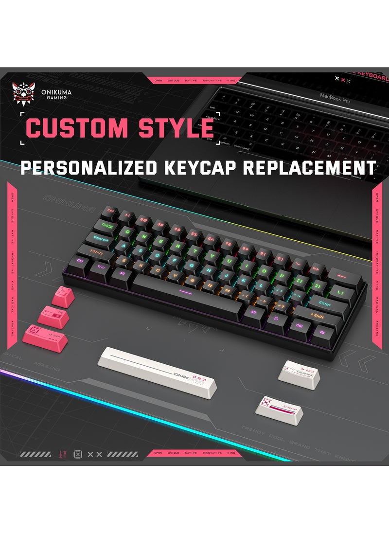onikuma - G55 Mechanical Gaming Keyboard,61 Keys Ultral Compact Wired Keyboard with RGB Backlit,Easy to Carry on Business Trip,for PC/Mac Gamer - Image 1