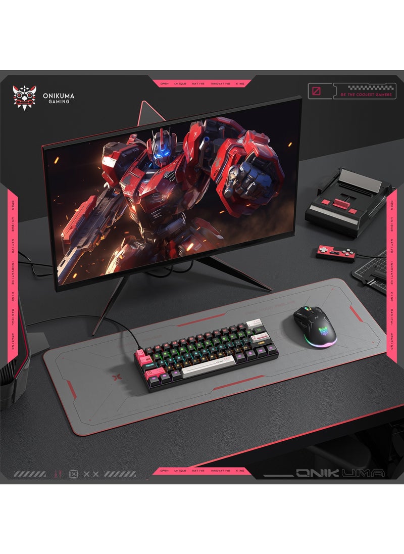 onikuma - G55 Mechanical Gaming Keyboard,61 Keys Ultral Compact Wired Keyboard with RGB Backlit,Easy to Carry on Business Trip,for PC/Mac Gamer - Image 1