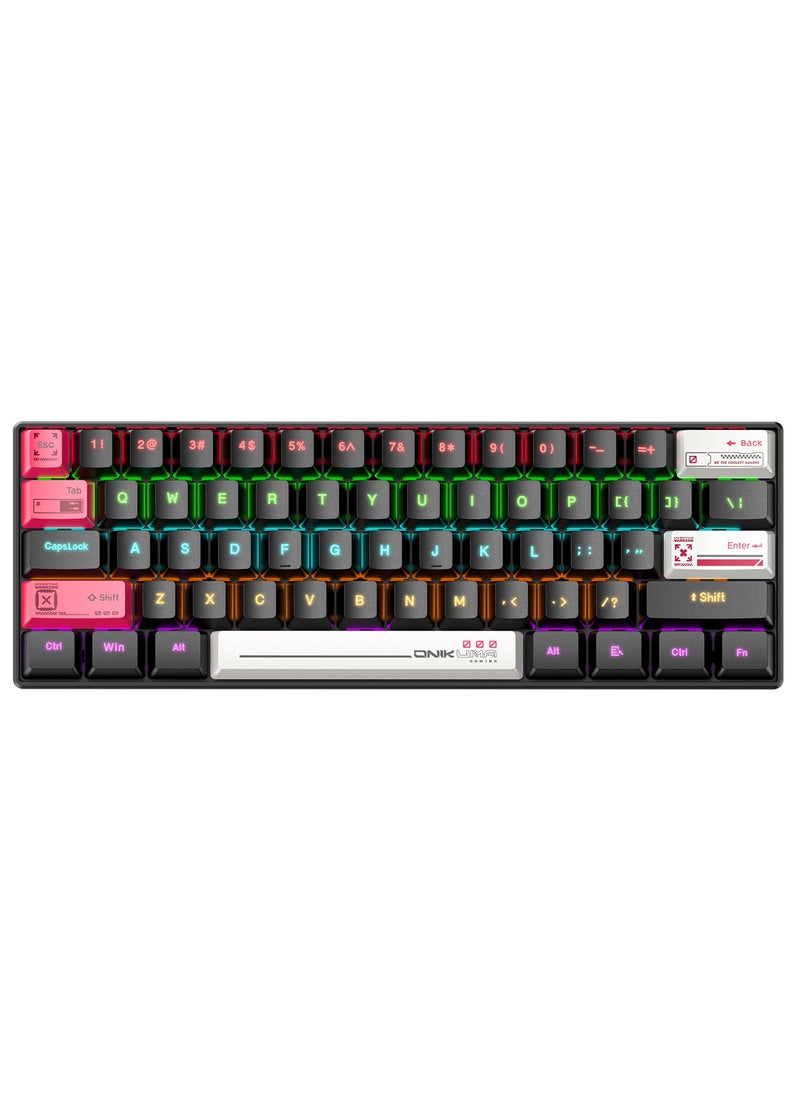 onikuma - G55 Mechanical Gaming Keyboard,61 Keys Ultral Compact Wired Keyboard with RGB Backlit,Easy to Carry on Business Trip,for PC/Mac Gamer - Image 1