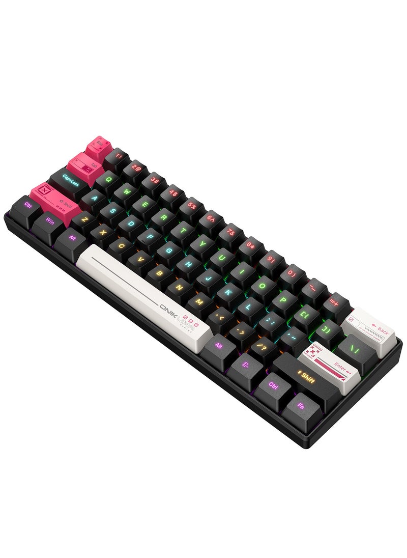 onikuma - G55 Mechanical Gaming Keyboard,61 Keys Ultral Compact Wired Keyboard with RGB Backlit,Easy to Carry on Business Trip,for PC/Mac Gamer - Image 1