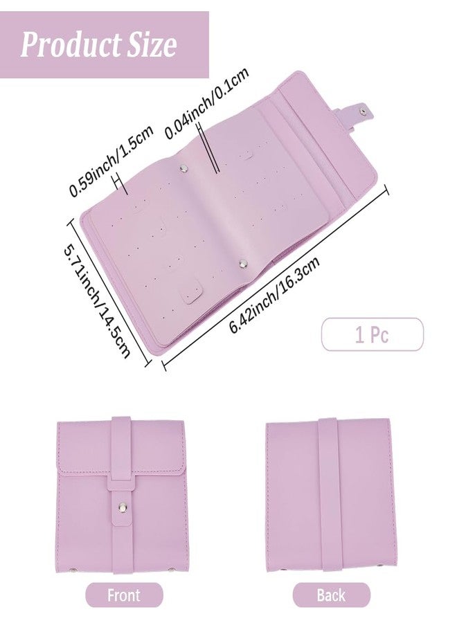 CALFOVERA 42 Pairs Women PU Leather Earring Bag Jewelry Holder Organizer Foldable Book Design Portable Stud Book Case Travel Jewelry Storage Case for Accesorios Earring Necklace Ring Bracelet (Purple) - Image 2