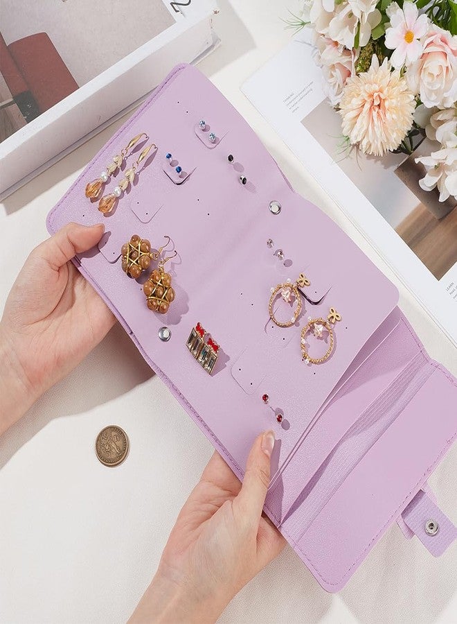 CALFOVERA 42 Pairs Women PU Leather Earring Bag Jewelry Holder Organizer Foldable Book Design Portable Stud Book Case Travel Jewelry Storage Case for Accesorios Earring Necklace Ring Bracelet (Purple) - Image 3