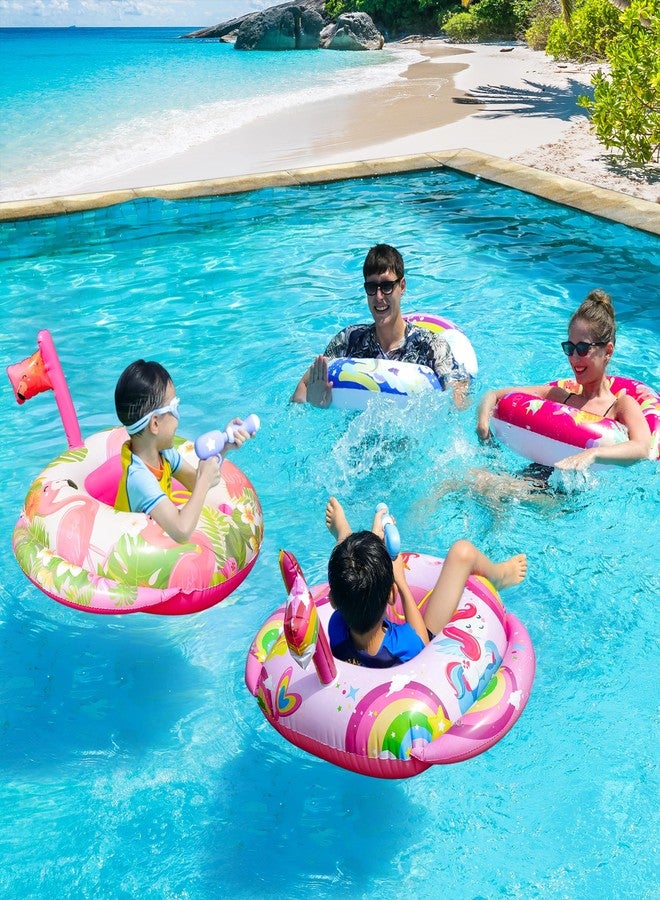 Parentswell 2 Pack Pool Floats Kids with Water Guns, Inflatable Pool Toys for Kids, Ages 3-8 Toddler Kid Floaties for Summer Swimming Water Games Parties (Flamingo Unicorn) - Image 2