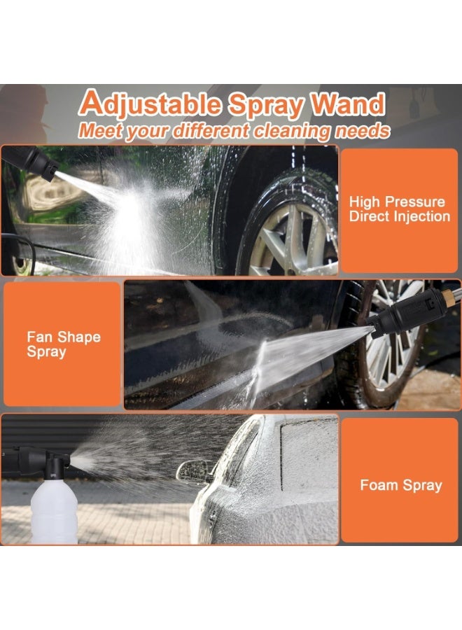 شو وو غسالة كهربائية عالية الضغط بقوة 3000 واط، غسالة سيارات منزلية، غسالة كهربائية محمولة، مسدس مياه قابل للفصل مع خرطوم بطول 10 أمتار، فوهات قابلة للتعديل، مدفع رغوة للسيارة والمنزل - Image 4
