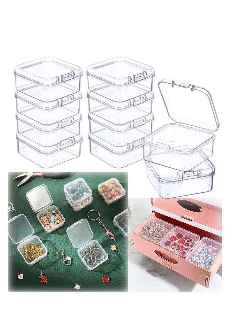 KASTWAVE Clear Storage Containers Box, 10 Pieces Mini Plastic Box for Collecting Small Items with Lid, Beads, Jewelry, Business Cards, Game Pieces, Crafts (1.77 x 1.77 x 0.79 inch) - Image 1