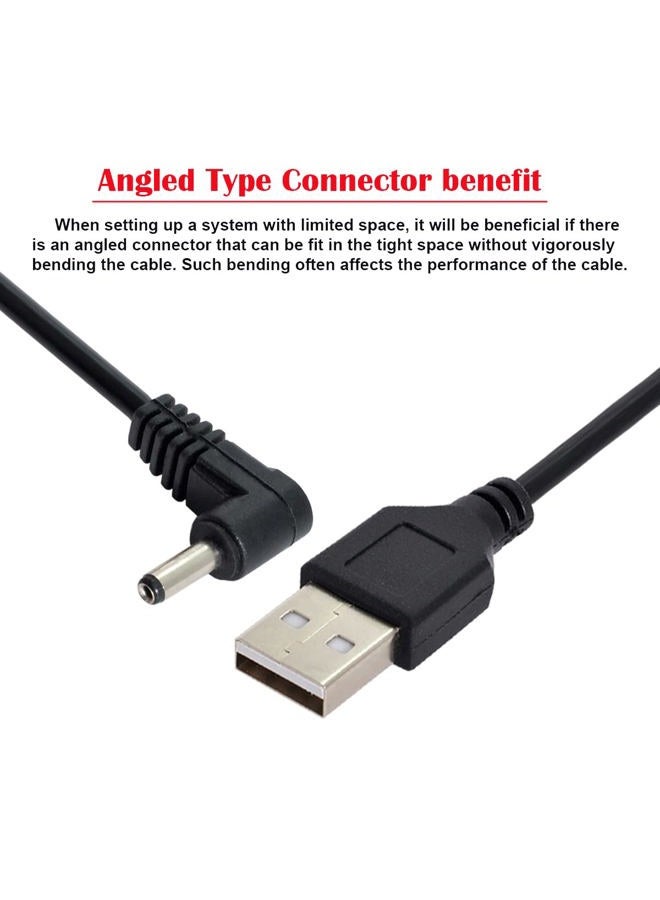 CY USB 2.0 A Type Male to Right Angled 3.5 x 1.35mm DC 5V Power Plug Barrel Connector 90 Degree Charge Cable - Image 2