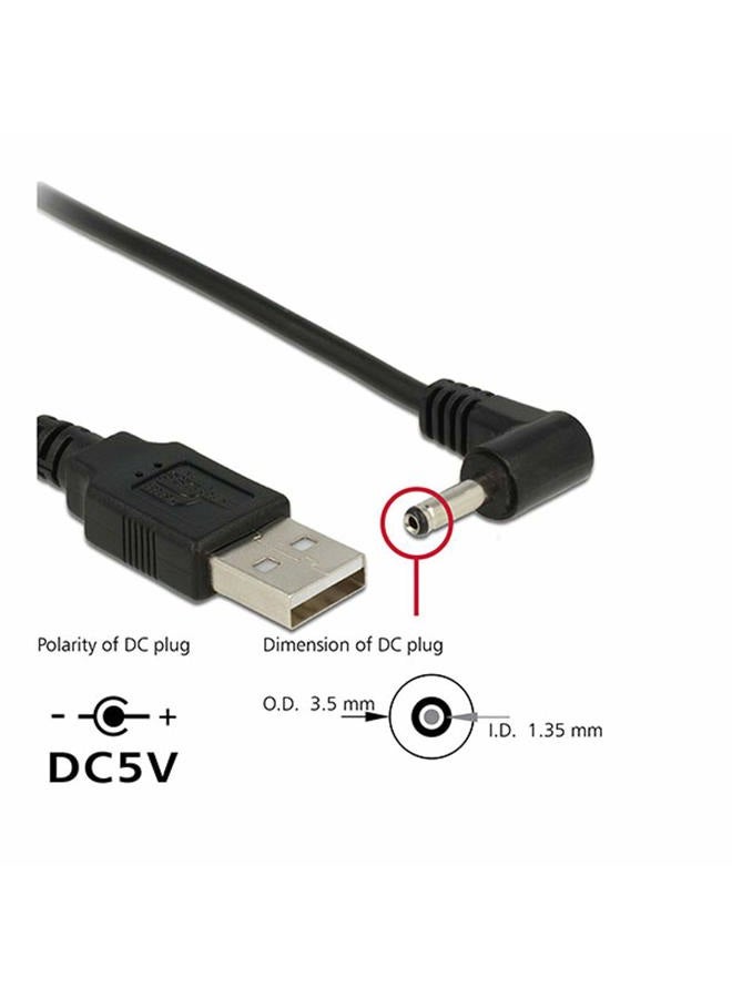 CY USB 2.0 A Type Male to Right Angled 3.5 x 1.35mm DC 5V Power Plug Barrel Connector 90 Degree Charge Cable - Image 3