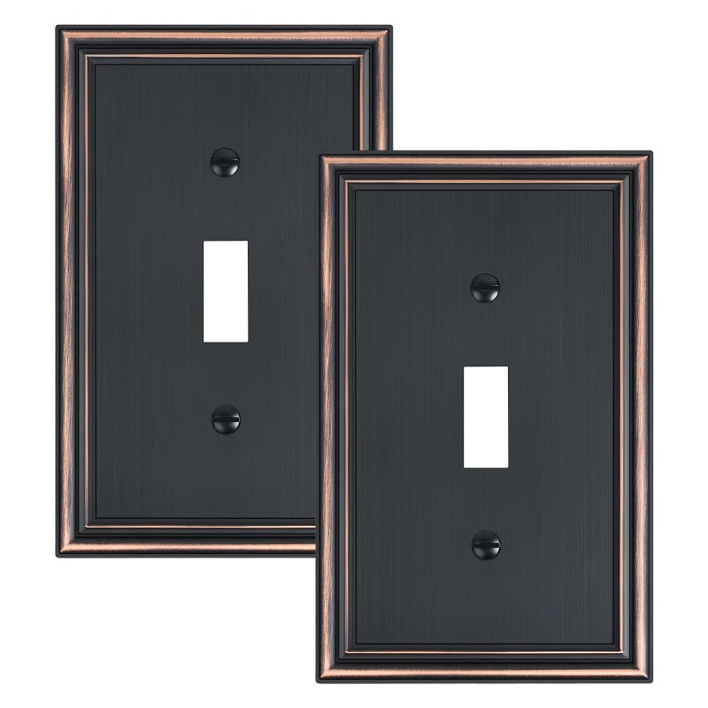 treewell 2-Pack Single Toggle Light Switch Cover Plate, Durable Solid Zinc Alloy Decorative Switch Plate Covers, Aged Bronze 1 Gang Wall Plate, Corrosion Resistant - Image 1