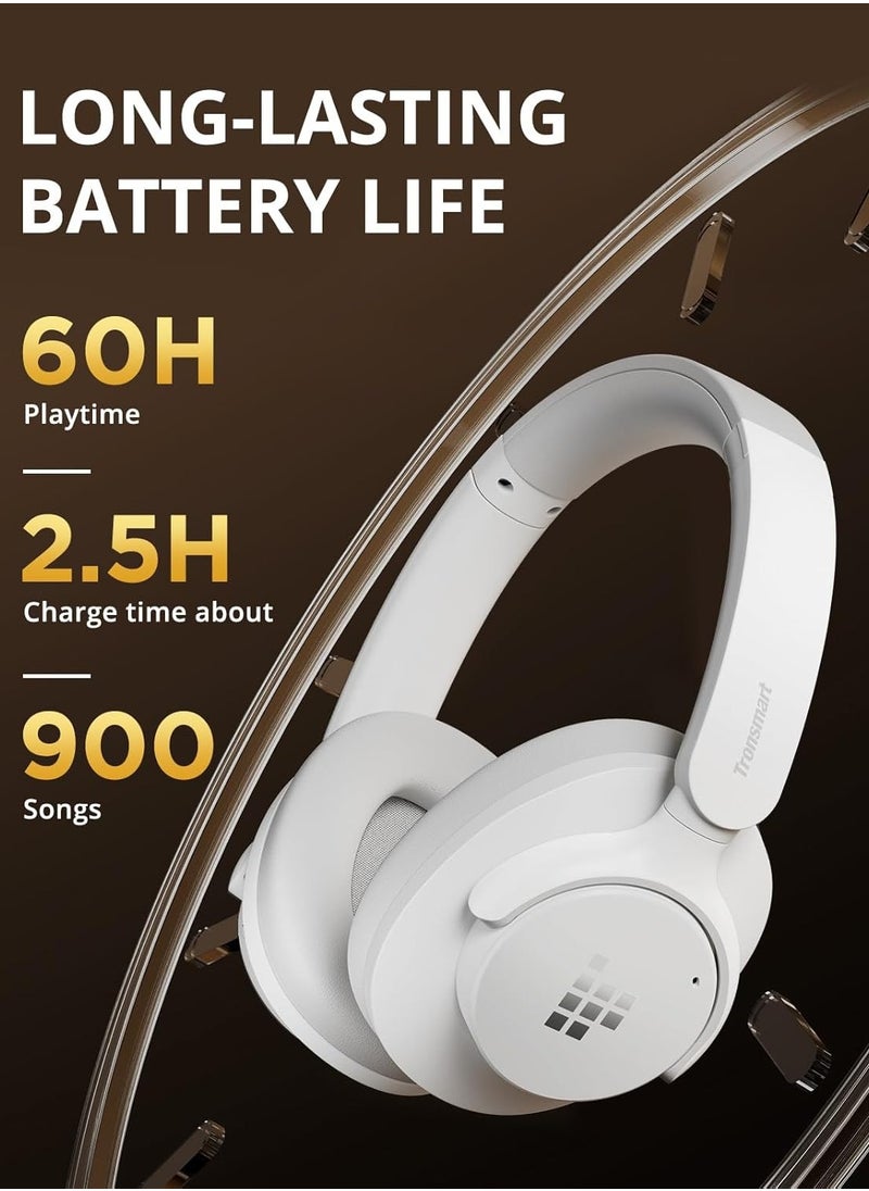Tronsmart Tronsmart Sounfii Q20S Hybrid Active Noise Cancelling Headphones, Wireless Over Ear Bluetooth Headphones with Microphone, Hi-Res Audio, 60H Playtime, Custom EQ, 40dB, Comfort Fit, for Travel, Home(White)  - Image 1