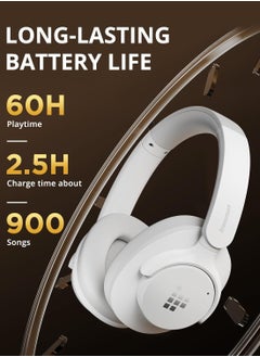 Tronsmart Tronsmart Sounfii Q20S Hybrid Active Noise Cancelling Headphones, Wireless Over Ear Bluetooth Headphones with Microphone, Hi-Res Audio, 60H Playtime, Custom EQ, 40dB, Comfort Fit, for Travel, Home(White)  - Image 3