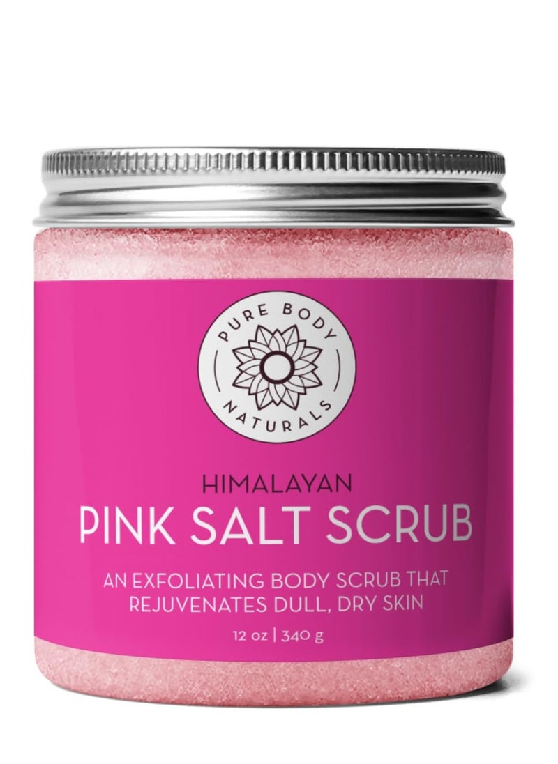PURE BODY NATURALS Pure Body Naturals Himalayan Salt Scrub, 12 ounces | Natural Face, Body, Hand, Foot and Skin Exfoliator | Facial Exfoliating Pink Salt with Sweet Almond Oil, Jojoba Oil, Vitamin E, and Aloe Vera  - Image 1