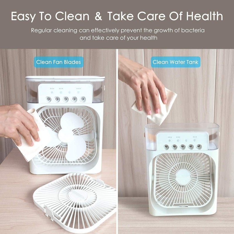 ONERIOUS Mini Cooler for Room Cooling Mini AC Portable Mini Fan Artic Cooler with 7 Colors LED Light 123 H Timer 3 Wind Speeds and 3 Spray Modes for OfficeHomeDormTravel MINI AC COOLER O890 - Image 2