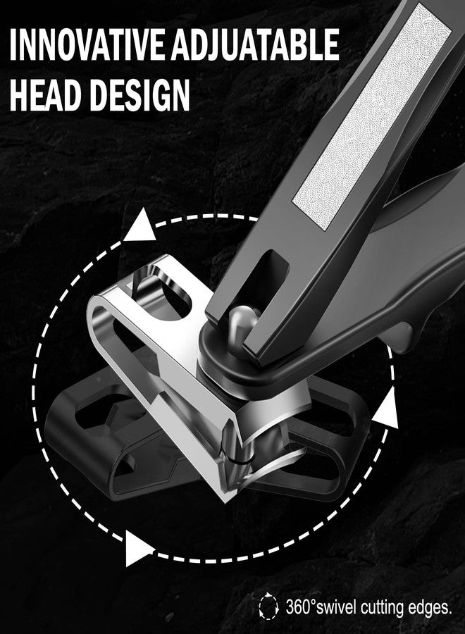 FVION Free Rotating Nail Clippers for Seniors, Adjustable Jaw Large Fingernail Clippers, Toenail Clippers for Thick Nails - Black - Image 3