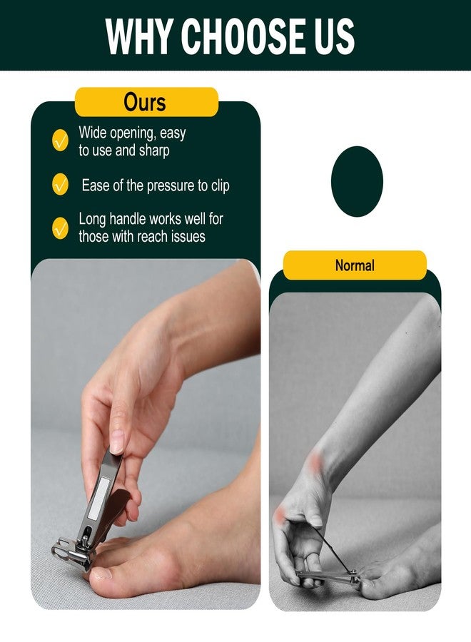 FVION Free Rotating Nail Clippers for Seniors, Adjustable Jaw Large Fingernail Clippers, Toenail Clippers for Thick Nails - Black - Image 4