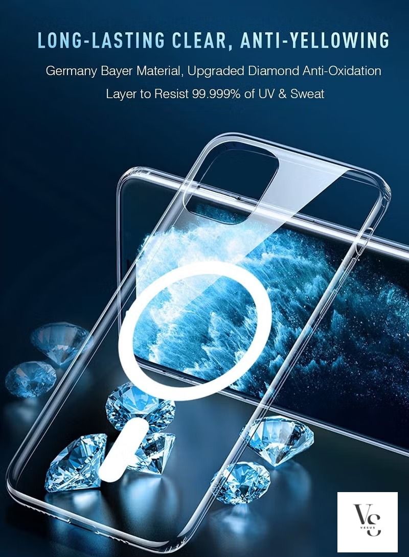 vesus iPhone 14 case with built-in magnets Compatible with magSafe Crystal Clear Slim TPU Hard Back Cover for apple iPhone 14 6.1 Inch 2022 Clear  - Image 1