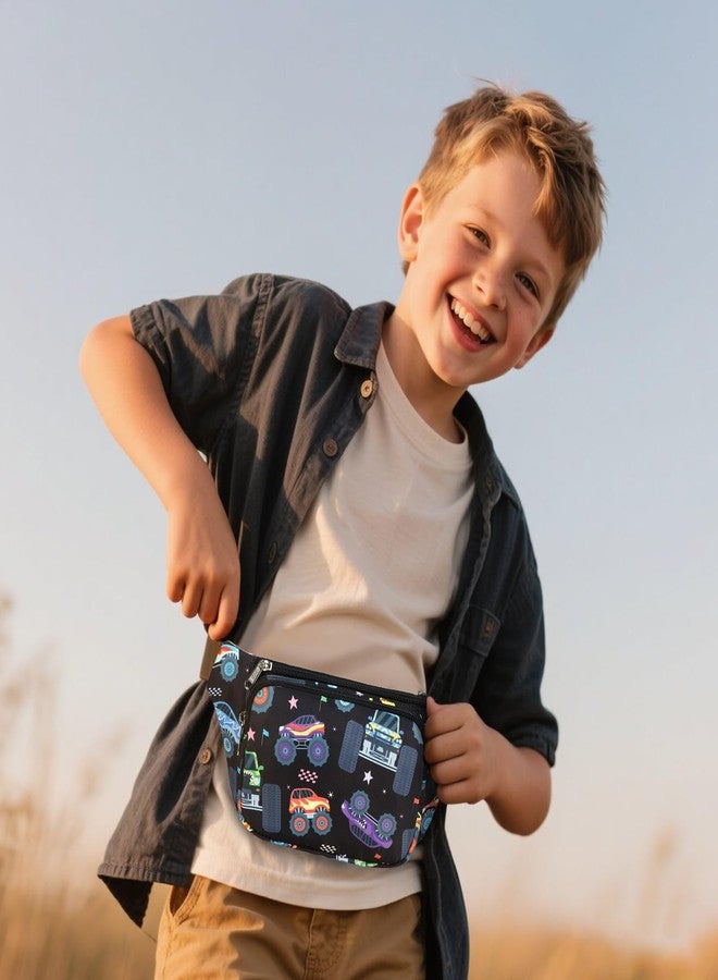 LEDAOU Kids Fanny Pack Belt Bag Boys Crossbody Bag Waist Pack Hip Pack Boys Lightweight Chest Bag, Black, Small, Crossbody - Image 4