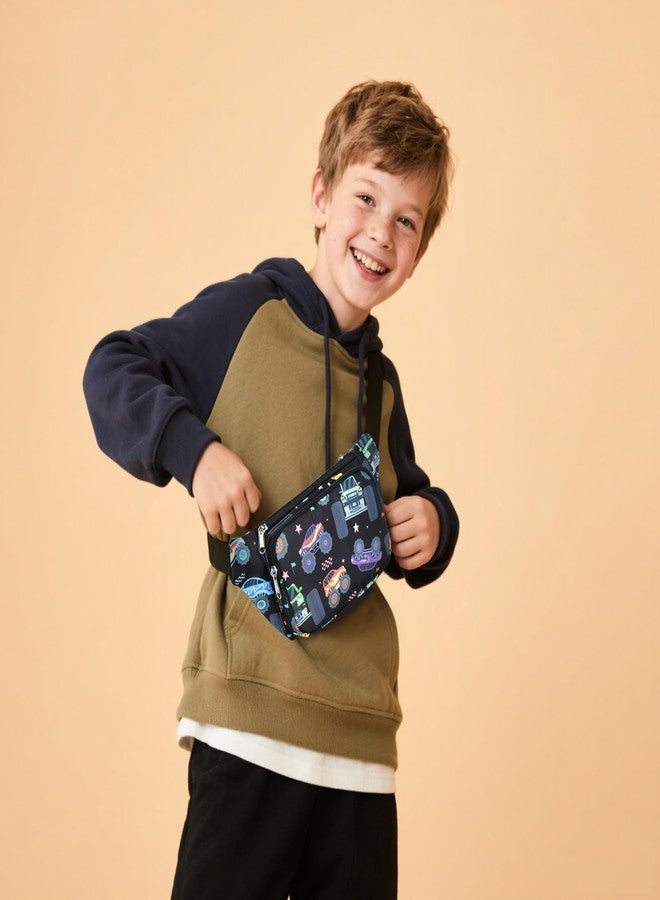 LEDAOU Kids Fanny Pack Belt Bag Boys Crossbody Bag Waist Pack Hip Pack Boys Lightweight Chest Bag, Black, Small, Crossbody - Image 3