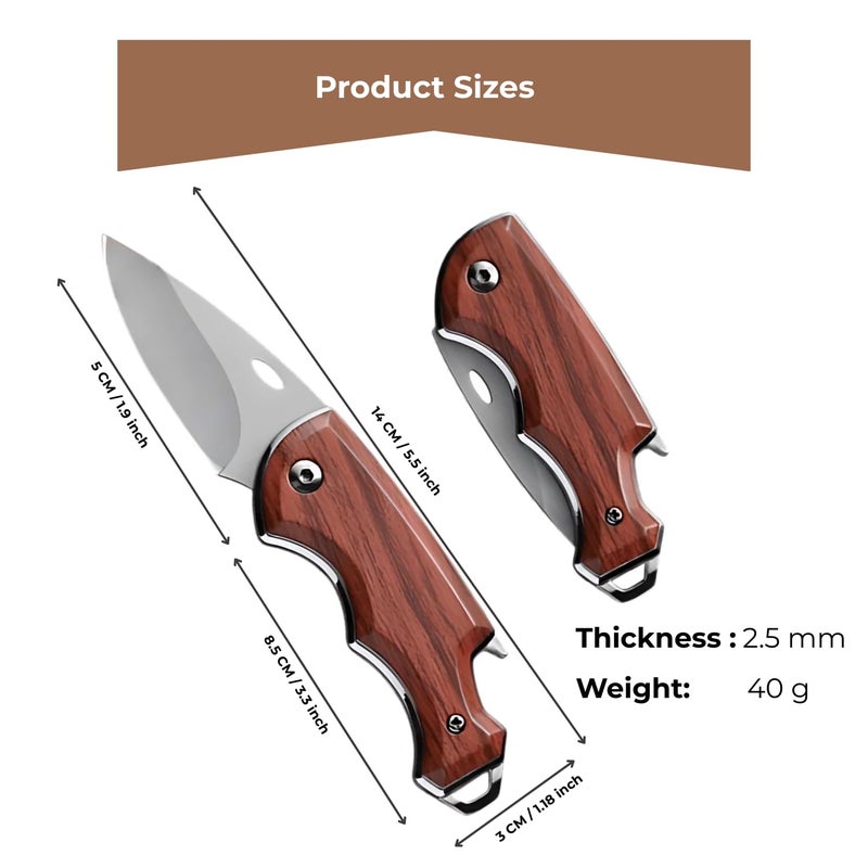 JUWIL سكاكين مطبخ قابلة للطي مع مقبض مريح من ABS - سكين EDC مدمج بشفرة من الفولاذ المقاوم للصدأ، سكين متعدد الاستخدامات للاستخدام اليومي، حاد وسهل الاستخدام بتصميم أنيق ودائم - Image 2