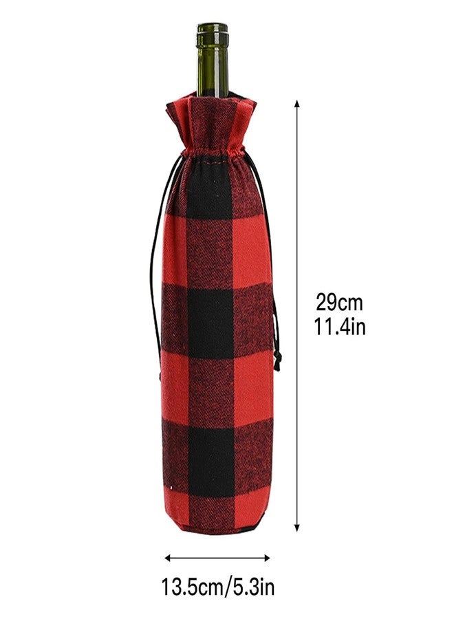 Moira Buffalo Check Wine Bottle Bags, Drawstring Closure,Checkered Plaid, Set of 2, Washable - Image 2