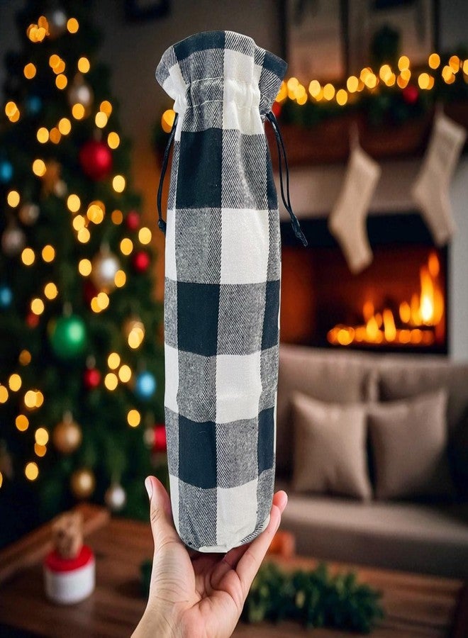 Moira Buffalo Check Wine Bottle Bags, Drawstring Closure,Checkered Plaid, Set of 2, Washable - Image 5