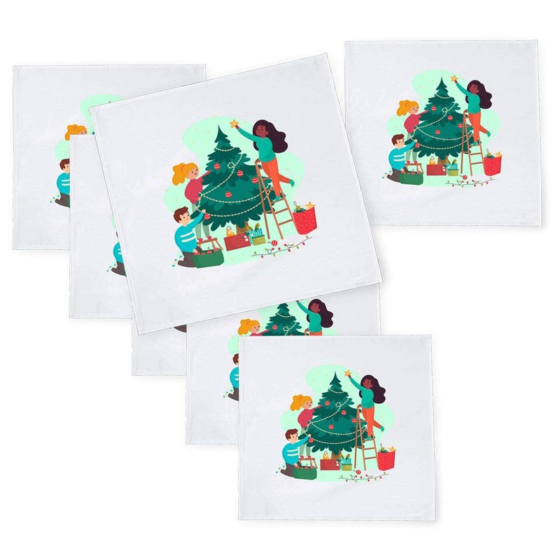 Khakee مناديل طاولة حرير تفطة بموضوع عيد الميلاد 6 قطع 10x10 لتزيين عيد الميلاد زينة عيد الميلاد هدية عيد الميلاد npxmas181P - Image 1
