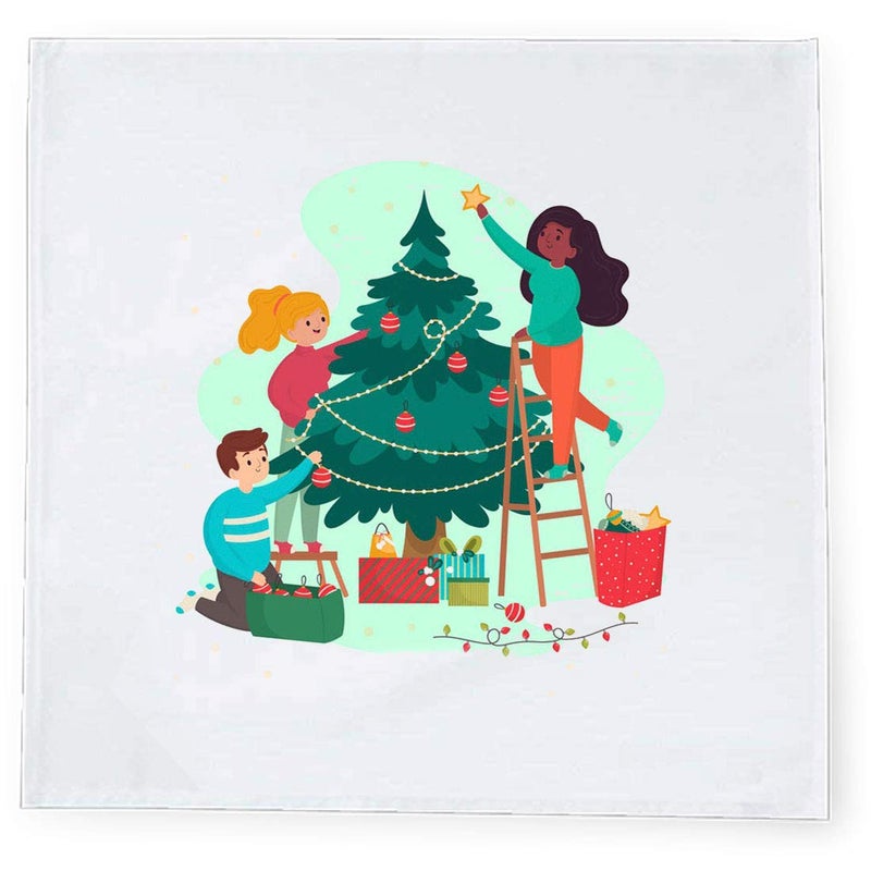 Khakee مناديل طاولة حرير تفطة بموضوع عيد الميلاد 6 قطع 10x10 لتزيين عيد الميلاد زينة عيد الميلاد هدية عيد الميلاد npxmas181P - Image 2