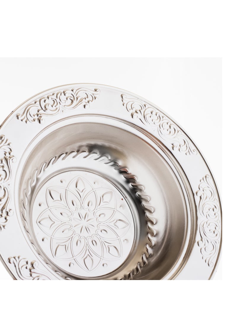 هيك تمرية معدن فضي ذهبي غطاء زجاج تصميم عصري قطر 17.5سم - Image 2