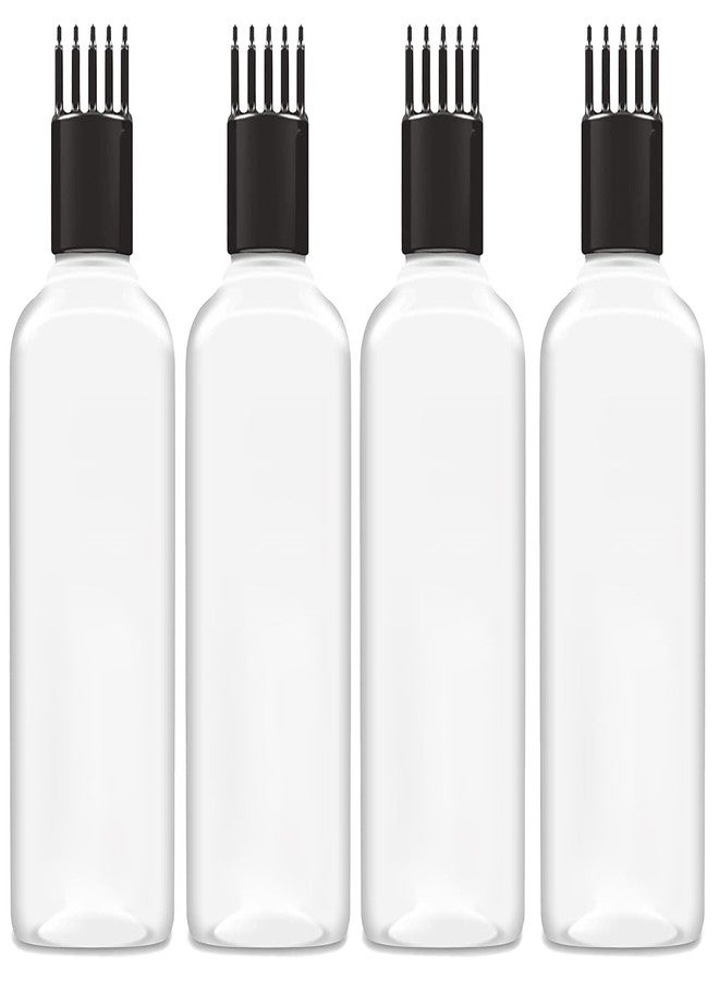 HUNCHA Hair Root Comb Applicator Bottle For Applying Hair Oil Shampoo and Medicine, Oil Applicator Bottle For Scalp, 100ml Applicator Hair Root Bottle, Transparent Bottle, Black Comb, Pack of 4 - Image 1