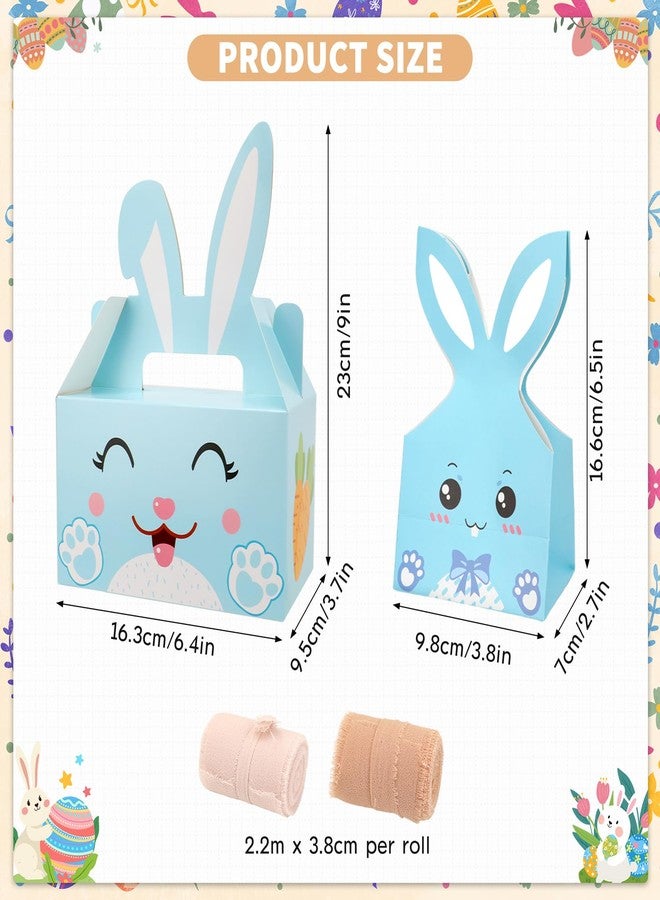 Qpout 24 Pack Easter Treat Boxes with Bunny Ears 2 Styles Bulk Mini Easter Baskets for Party Favors Egg Fillers Classroom Gifts Includes 2 Rolls String - Image 2