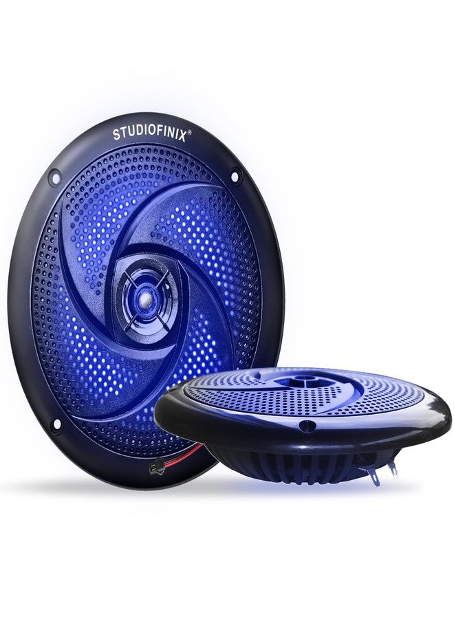STUDIOFINIX Waterproof Marine Speakers - 6.5 Inch 2 Way Weather Resistant Outdoor Boat Audio System with LED Lights, 240Watt Power and Low Profile Slim Style - (Black) - Image 1