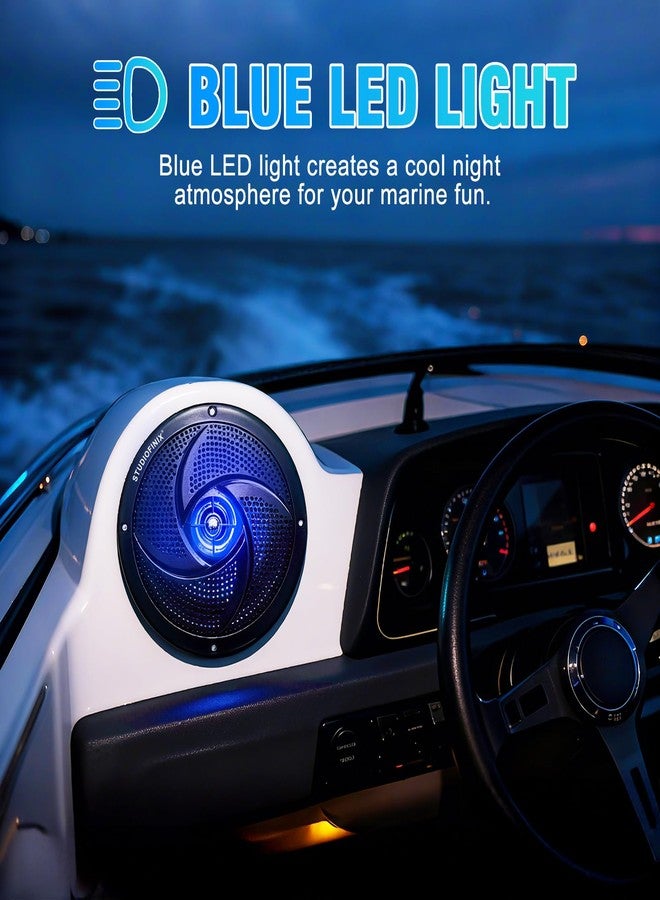 STUDIOFINIX Waterproof Marine Speakers - 6.5 Inch 2 Way Weather Resistant Outdoor Boat Audio System with LED Lights, 240Watt Power and Low Profile Slim Style - (Black) - Image 2