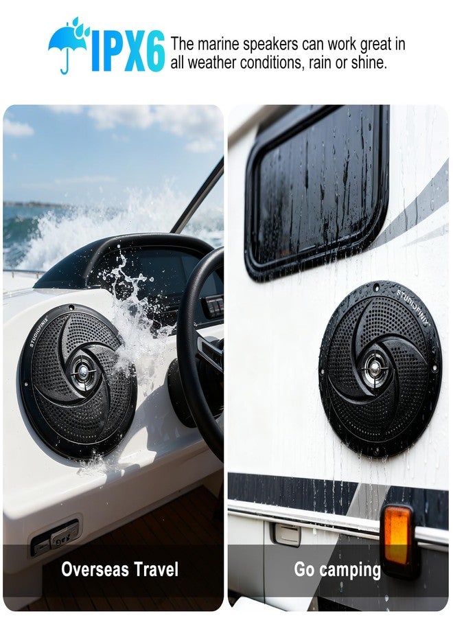 STUDIOFINIX Waterproof Marine Speakers - 6.5 Inch 2 Way Weather Resistant Outdoor Boat Audio System with LED Lights, 240Watt Power and Low Profile Slim Style - (Black) - Image 3