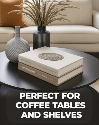 VEOJEIN Aesthetic Decorative Books - Set of 2 Stylish Fake/Faux Book-looking Decor, For Coffee Table, Living Room, Shelf, Office. Hidden Storage Compartment and Hardcover Journal, Abstract/Minimalist - Image 2