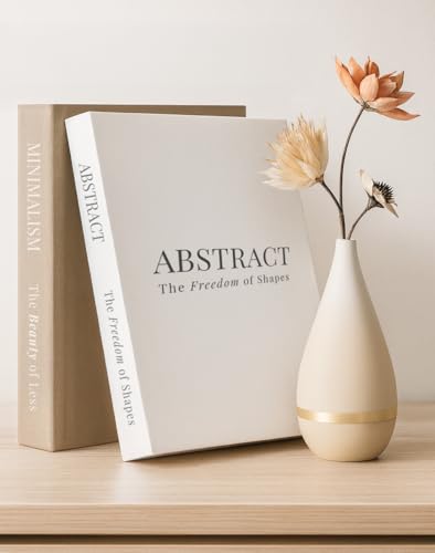 VEOJEIN Aesthetic Decorative Books - Set of 2 Stylish Fake/Faux Book-looking Decor, For Coffee Table, Living Room, Shelf, Office. Hidden Storage Compartment and Hardcover Journal, Abstract/Minimalist - Image 1