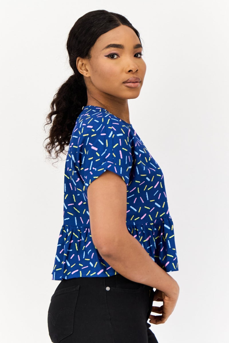 ONLY Women Round Neck Short Sleeve Floral Print Blouses, Multicolour  - Image 3