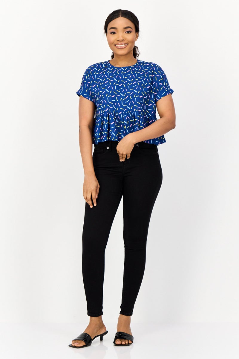 ONLY Women Round Neck Short Sleeve Floral Print Blouses, Multicolour  - Image 4