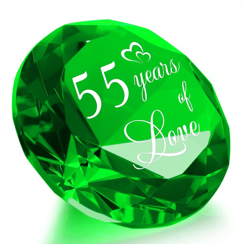 Movdyka 55 Years Anniversary Wedding Gifts for Her Him 55th Emerald Wedding Romantic Gifts for Wife 55 Years of Love Presents for CoupleEmerald Green K9 Crystal Keepsake
